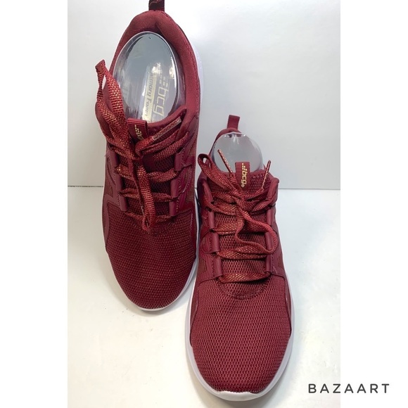 bcg Memory Foam Women’s Netted Burgundy Gold Metallic Sneaker : Sz 8.5B - Picture 3 of 9